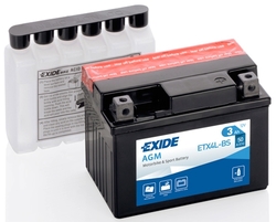 Exide AGM 12V 3Ah 50A, ETX4L-BS (113x70x85mm) JIS: YTX4L-BS