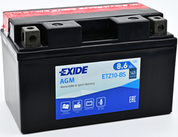 Exide AGM 12V 8,6Ah 145A, ETZ10-BS (150x87x93mm) JIS: YTZ10S-BS