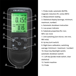 Qoltec 50630; Měřič tloušťky laku 0~2000 μm