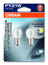 OSRAM 12V PY21W (BAU15S) 12V diadem chrome (2ks) oranžová Duo-blister