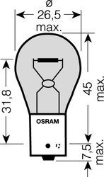 OSRAM 12V PY21W (BAU15s) 21W standard (10ks) oranžová
