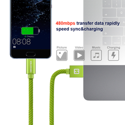 Swissten Datový kabel textilní USB / USB-C GREEN 0,2-2,0m