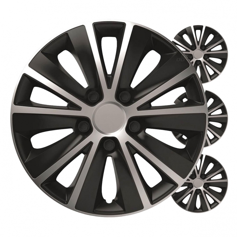 Poklice Rapide 15” černo - stříbrná sada 4ks COLOR BOX