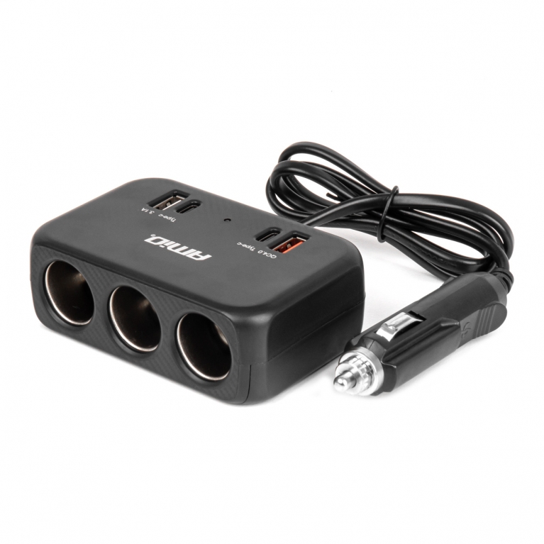 Prodlužovací zásuvka 1x USB-A 1x USB-C QC4.0 12V/24V 120W 80cm AMiO-04365