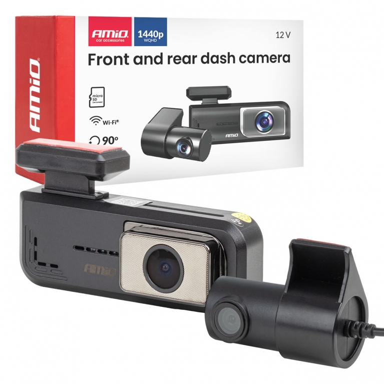 Kamera do auta se zadní kamerou 2K + 1K WLAN 512 GB WIFI Full HD AMiO-04800