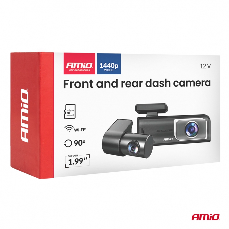 Kamera do auta se zadní kamerou 2K + 1K WLAN 512 GB WIFI Full HD AMiO-04800