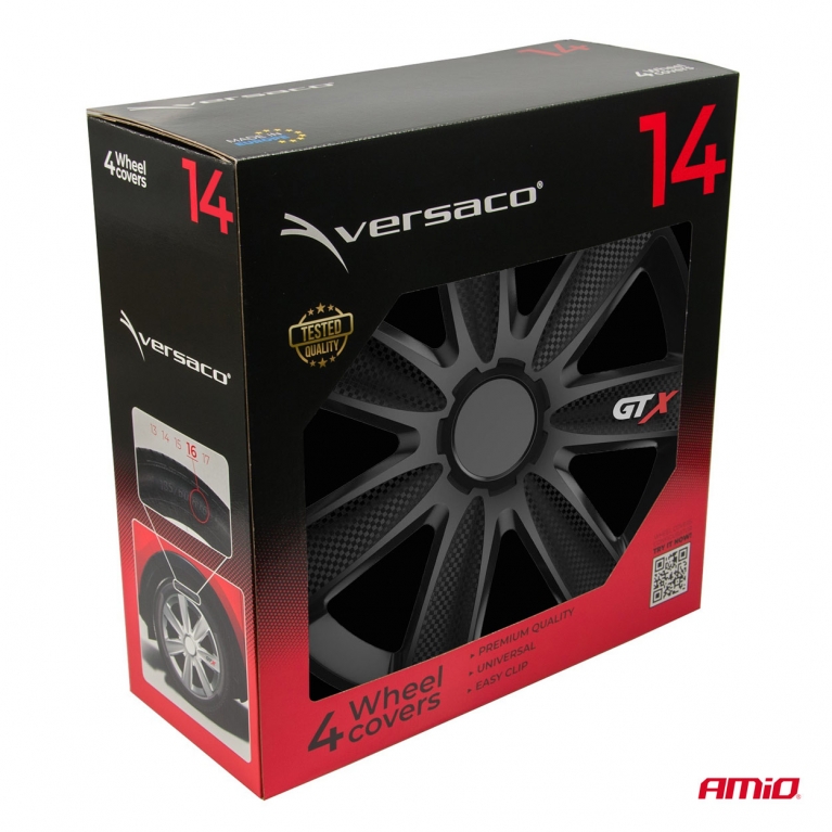 Poklice GTX 14” černý karbon sada 4ks COLOR BOX
