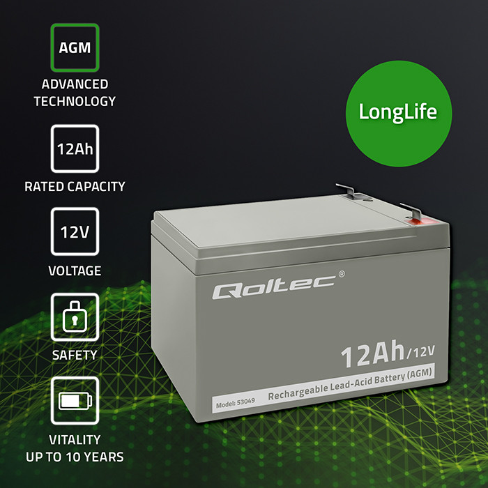 Qoltec 53049; 12V 12Ah (150x95x98mm) 