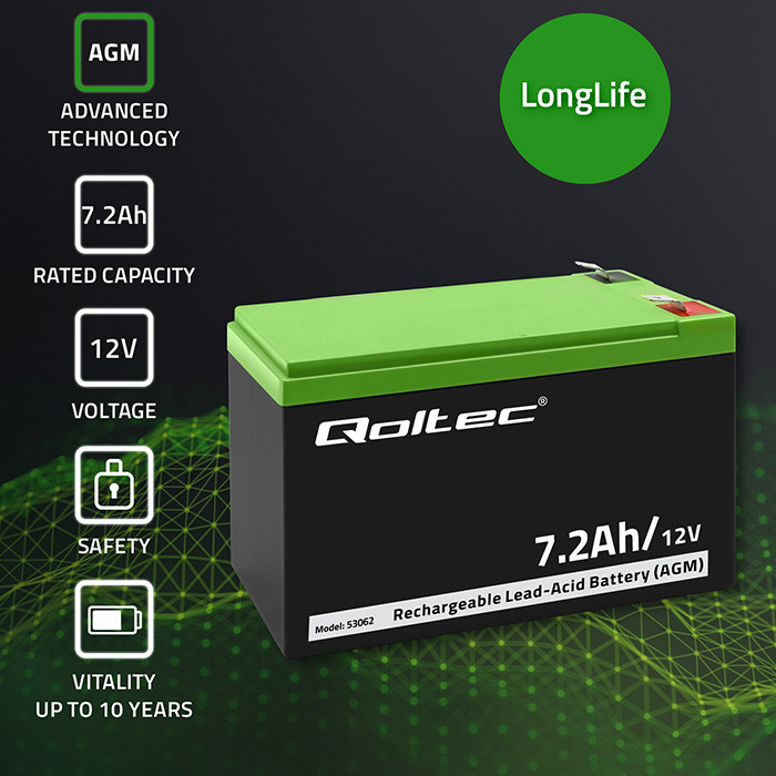 Qoltec 53062; 12V 7,2Ah (150x65x100mm)