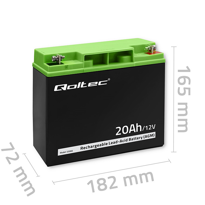 Qoltec 53066; 12V 20Ah (182x72x165mm)