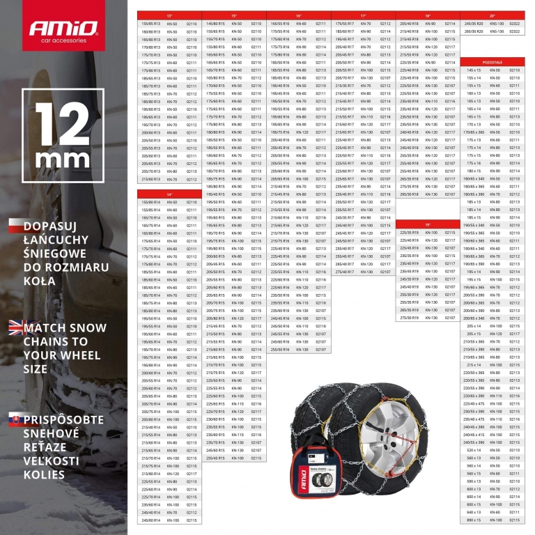 Sněhové řetězy 12mm KN-110 AMiO-02116