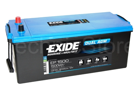 Exide EP1500 Dual AGM 12V 180Ah 900A (513x223x223mm)