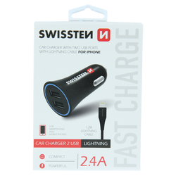 Swissten CL adaptér 2x USB 2,4A + kabel Lightning